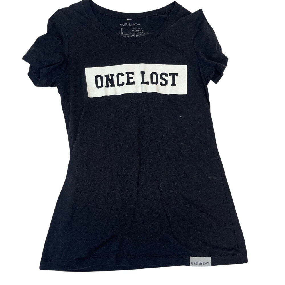 Walk In Love‎ Black ONCE LOST Graphic Print Short Sleeve Crew Neck T Shirt Large